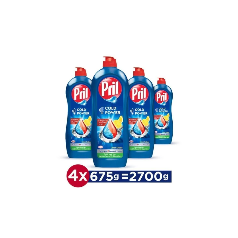 پریل مایع ظرفشویی دستی لیمو 4×675 گرم (پک 4 عددی، 5 کاره)