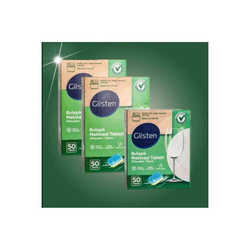 قرص ماشین ظرفشویی گلیسن 150 عددی بدون فسفات و پارابن حلال