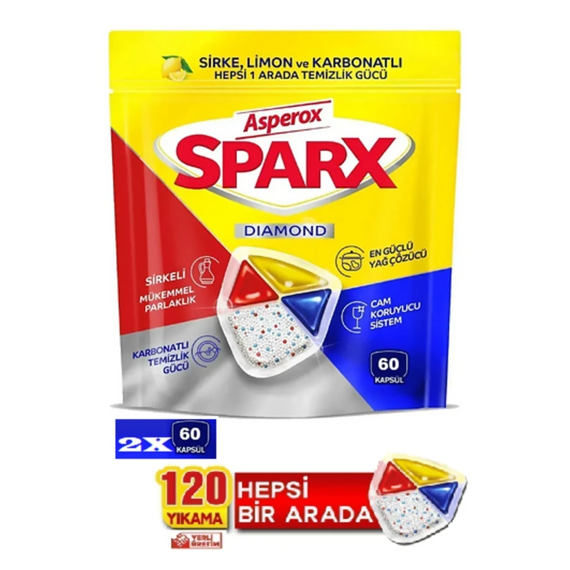 کپسول ماشین ظرفشویی اسپارکس 120 عددی (60×2)