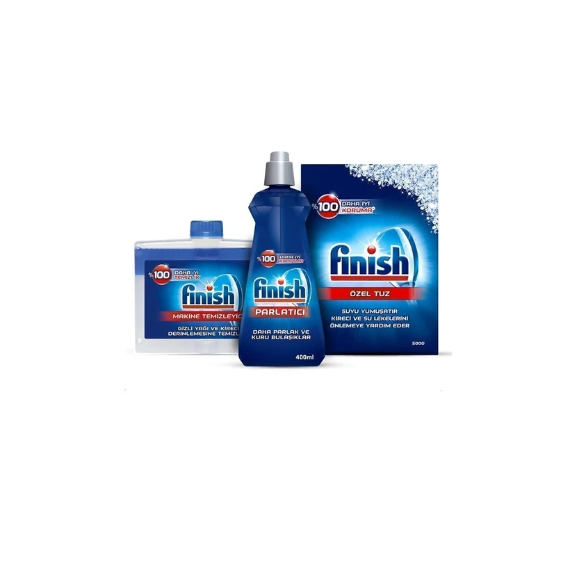 ست نگهداری ماشین ظرفشویی فینیش - جلادهنده 400 میلی‌لیتر، تمیزکننده 250 میلی‌لیتر، نمک 500 گرم
