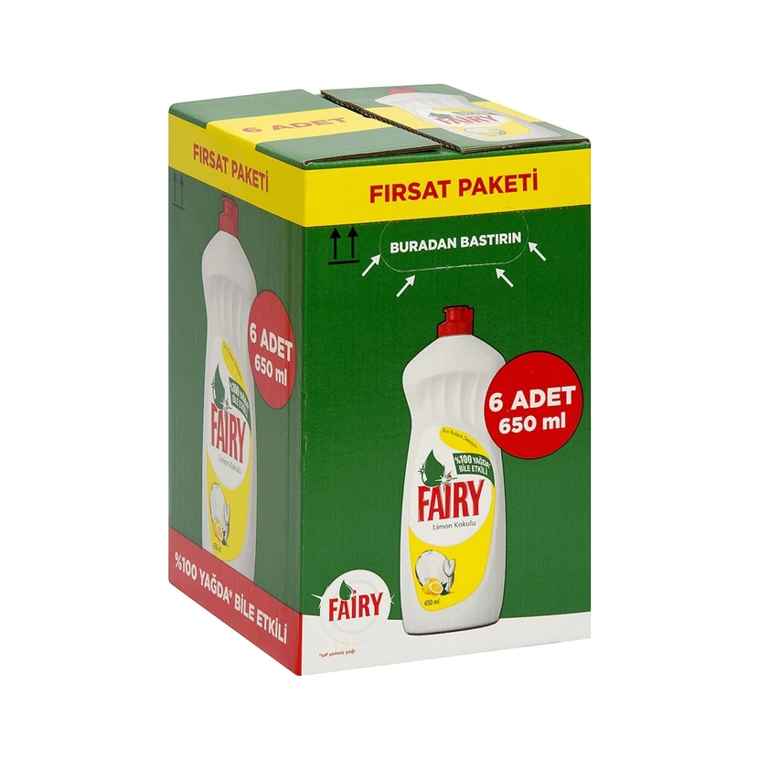 مایع ظرفشویی فیری لیمویی بسته ۶ عددی ۶۵۰ میلی‌لیتر