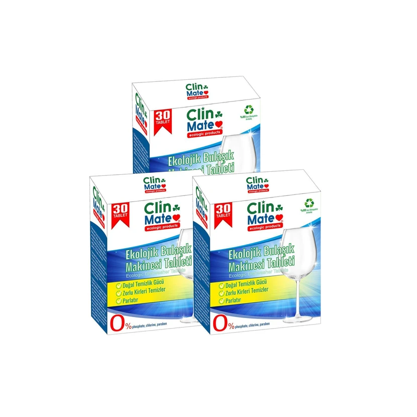 قرص ظرفشویی اکولوژیک کلین‌میت 90 شست‌وشو (پک 3 عددی)