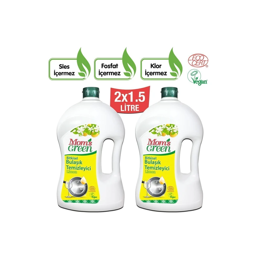 مایع ظرفشویی گیاهی مامز گرین لیمویی ۱.۵ لیتری ×۲