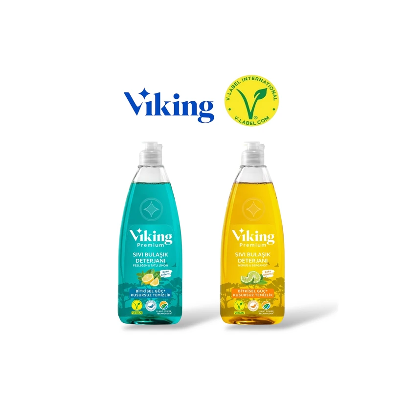 مایع ظرفشویی پریمیوم وایکینگ 750 میلی‌لیتر بسته 2 عددی معطر به ریحان و لیمو