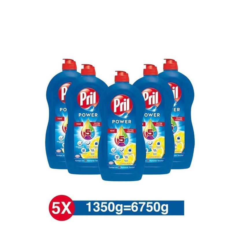 پک 5 عددی مایع ظرفشویی پریل لیمویی 1350گرمی