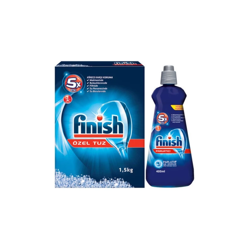 نمک ماشین ظرفشویی فینیش 1500 گرمی و جلادهنده 250 میلی‌لیتری