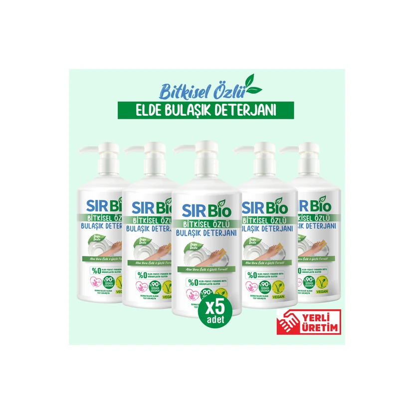 سیر بایو مایع ظرفشویی گیاهی 1000 میلی‌لیتر پمپ‌دار بسته 5 تایی