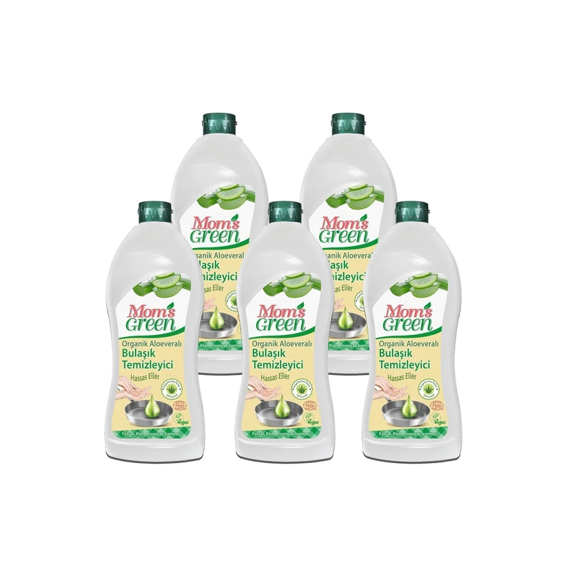 مامز گرین مایع ظرفشویی آلوئه‌ورا 750 میلی‌لیتری بسته 5 عددی
