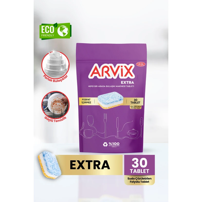 قرص ماشین ظرفشویی آرویکس همه‌کاره 30 عددی