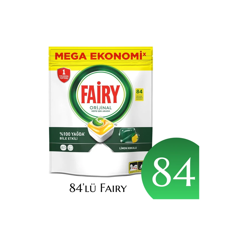 فری مگا اقتصادی قرص و کپسول ماشین ظرفشویی 84 شستشو رایحه لیمو