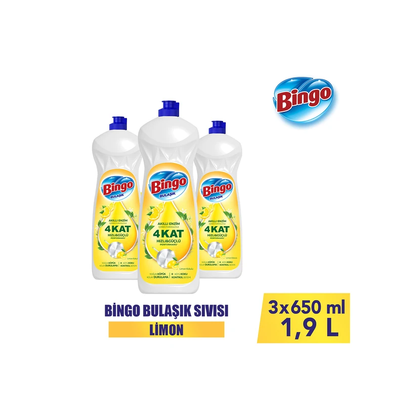 مایع ظرفشویی بینگو لیمو ۳×۶۵۰ میلی‌لیتر