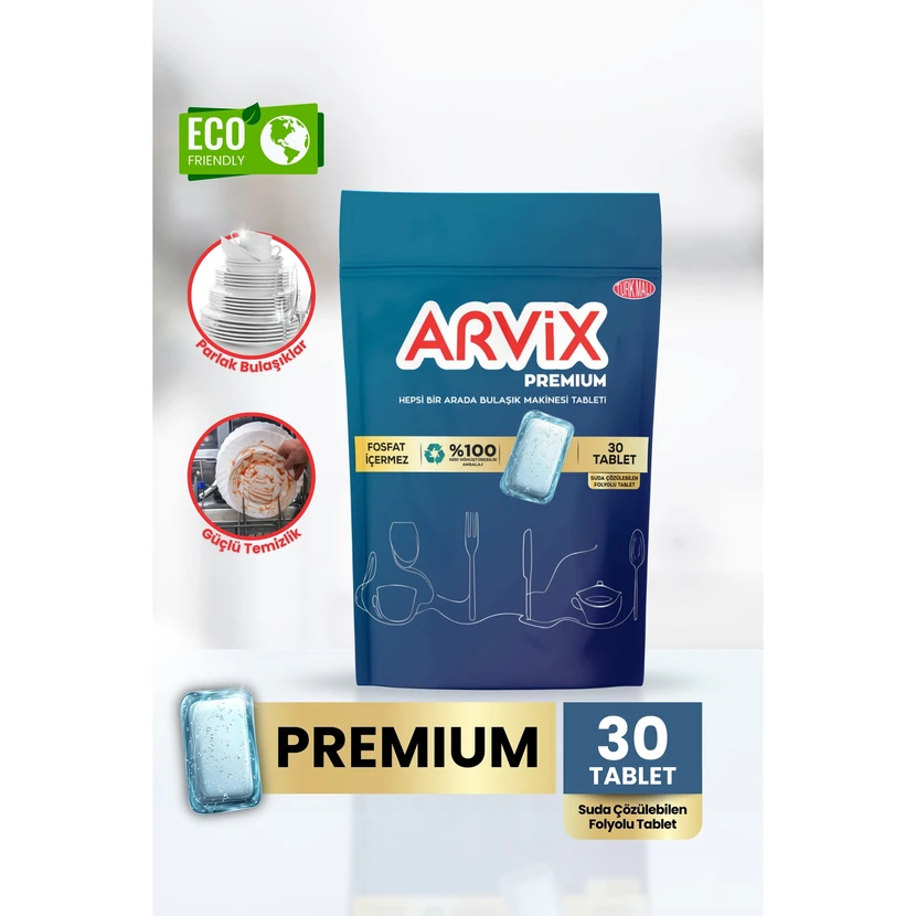 قرص همه‌کاره ماشین ظرفشویی آرویکس پریمیوم 30 عددی