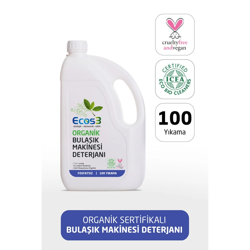 اکوس3 مایع ماشین ظرفشویی ارگانیک و گیاهی 2500 میلی‌لیتر (تا 100 شست‌وشو)