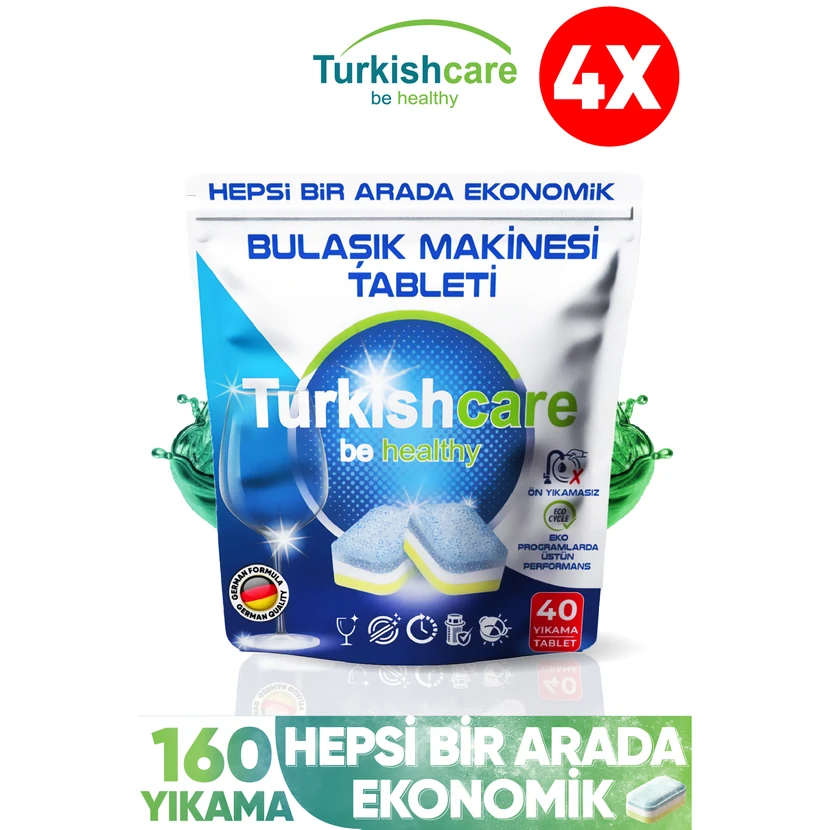 قرص ماشین ظرفشویی تورکیش‌کر همه‌در یک 160 عددی (4×40)