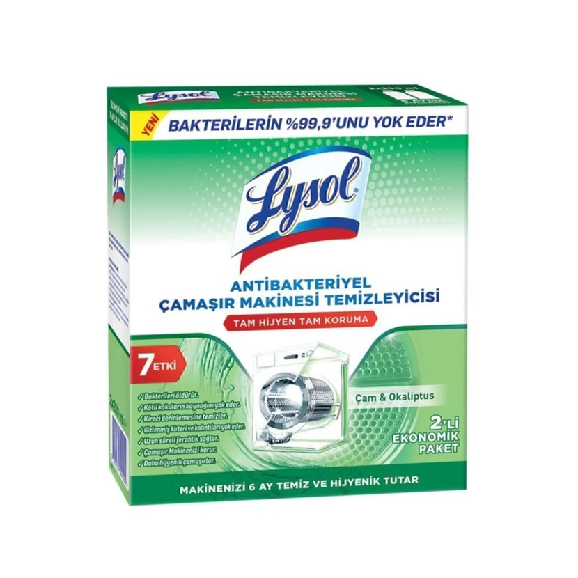 تمیزکننده ضدباکتری ماشین لباسشویی لیزول رایحه اوکالیپتوس 2×250 میلی‌لیتر