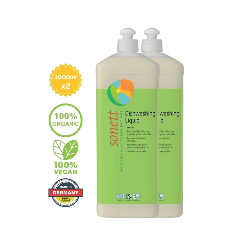 سونت مایع ظرفشویی دستی لیمویی ارگانیک 1000 میلی‌لیتر ×2