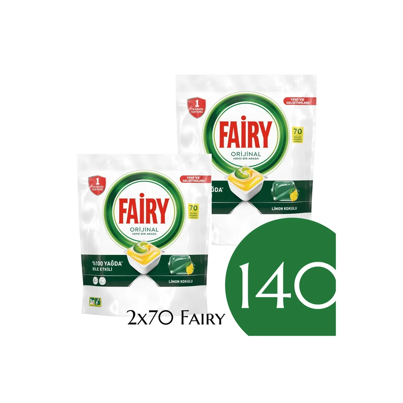 قرص ماشین ظرفشویی فیری لیمویی 140 عددی (2×70)