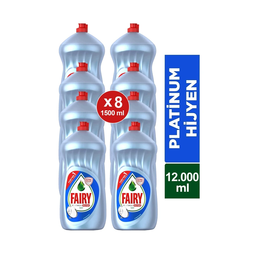 فیری پلاتینیوم هایژن مایع ظرفشویی 12 لیتری (1500 میلی‌لیتر × 8)