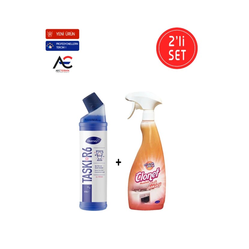 بسته دو تکه تمیزکننده Diversey Clonet (1 تمیزکننده آشپزخانه، 1 تمیزکننده توالت R6)