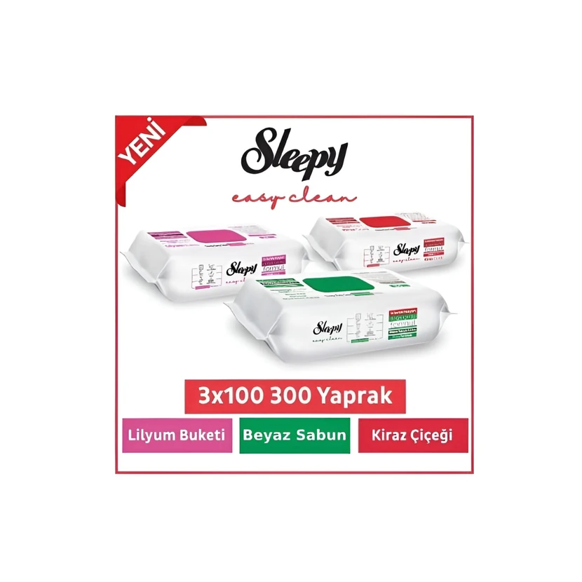 دستمال‌مرطوب اسلیپی ایزی کلین لیلیوم 300 برگی (3x100)