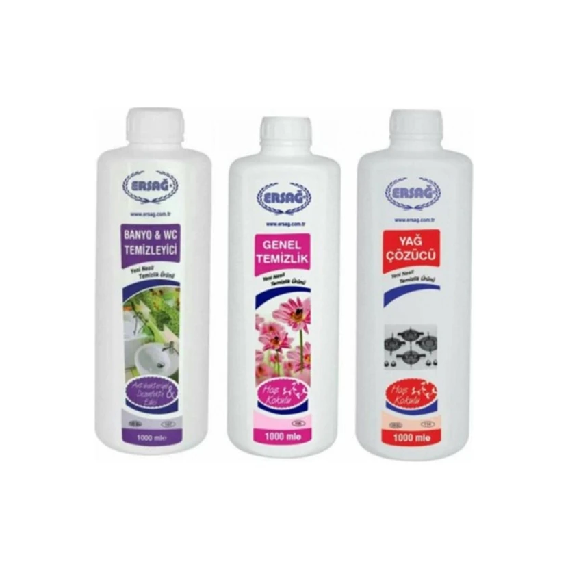 پک 3 عددی پاک‌کننده سرویس بهداشتی و چربی‌زدا ارساگ 1000 میلی‌لیتری