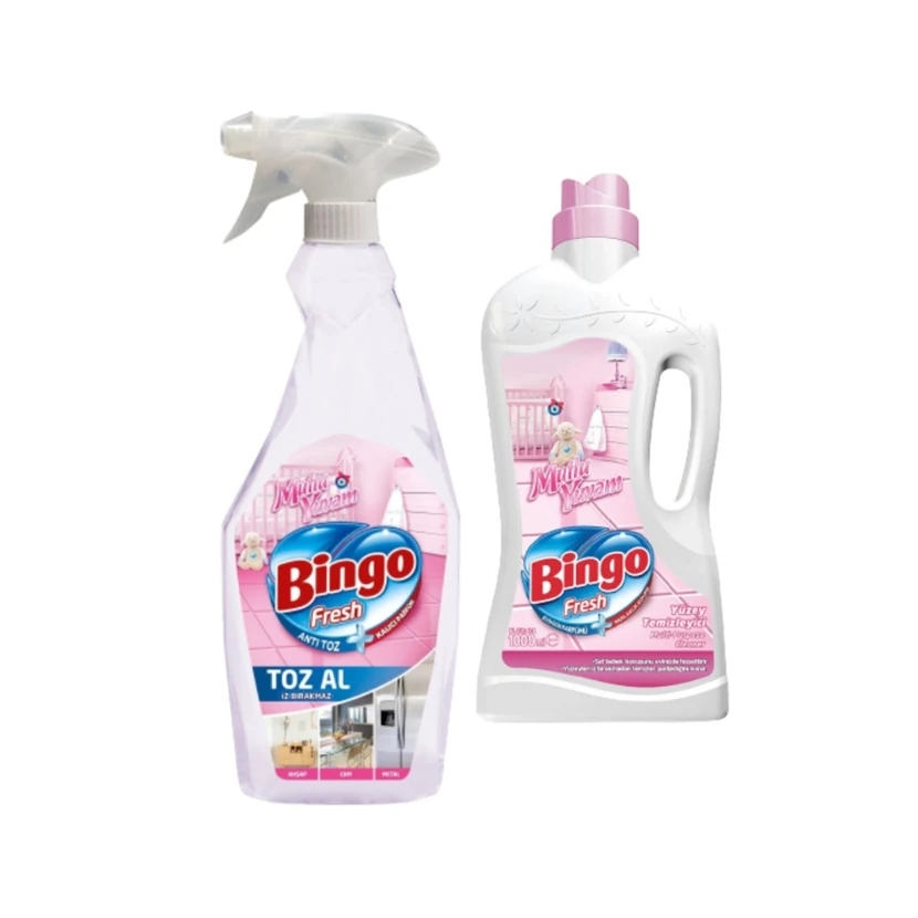 مایع پاک‌کننده سطوح Bingo 1 لیتر Mutlu Yuvam با دستمال گردگیری