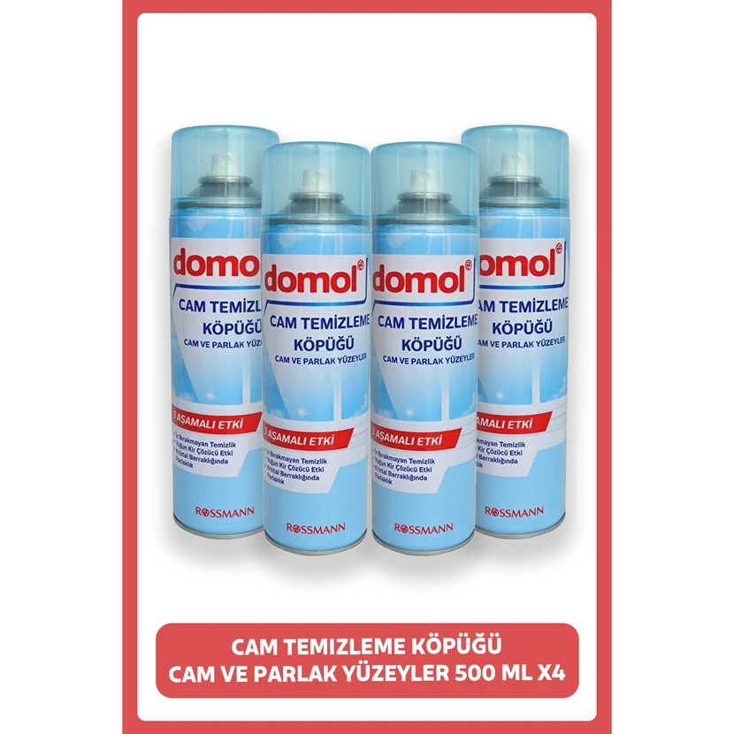 فوم تمیزکننده شیشه دومول 500 میلی‌لیتر بسته 4 عددی