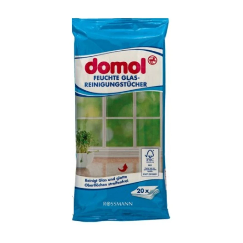 دستمال مرطوب دومول مخصوص شیشه و سطوح براق 20 عددی (دو بسته)