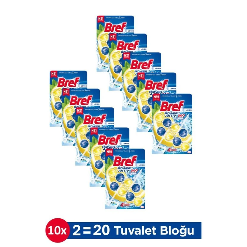 بریف پاور اکتیو بلوک توالت خوشبو لیمویی 10 عددی (بسته دوتایی)