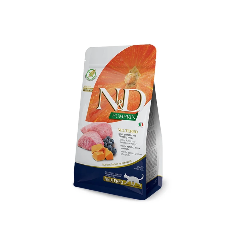 غذای خشک گربه عقیم شده بدون غلات طعم بره و کدو 1.5 کیلو