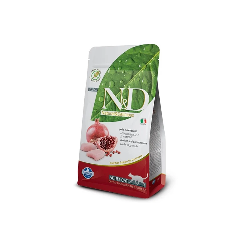 غذای خشک گربه ان‌دی بدون غلات طعم مرغ و انار ۱.۵ کیلوگرم