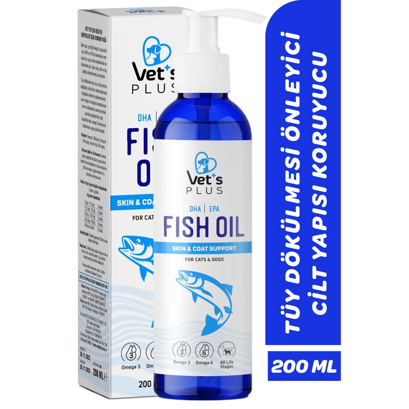 روغن ماهی وت‌اس پلاس 200 میلی‌لیتر امگا 3 و 6 برای سلامت پوست و خز سگ و گربه