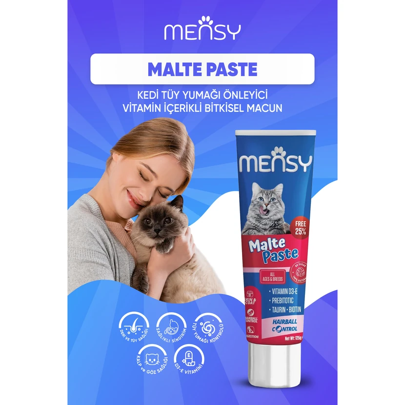 خمیر مالت منسی ویتامین دی ۳ ای پری‌بیوتیک تائورین بیوتین 125 گرم