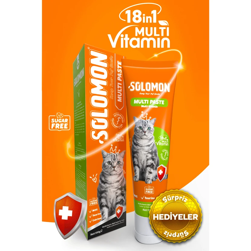 خمیر مولتی‌ویتامین مالتی سولومون برای گربه 100 گرم