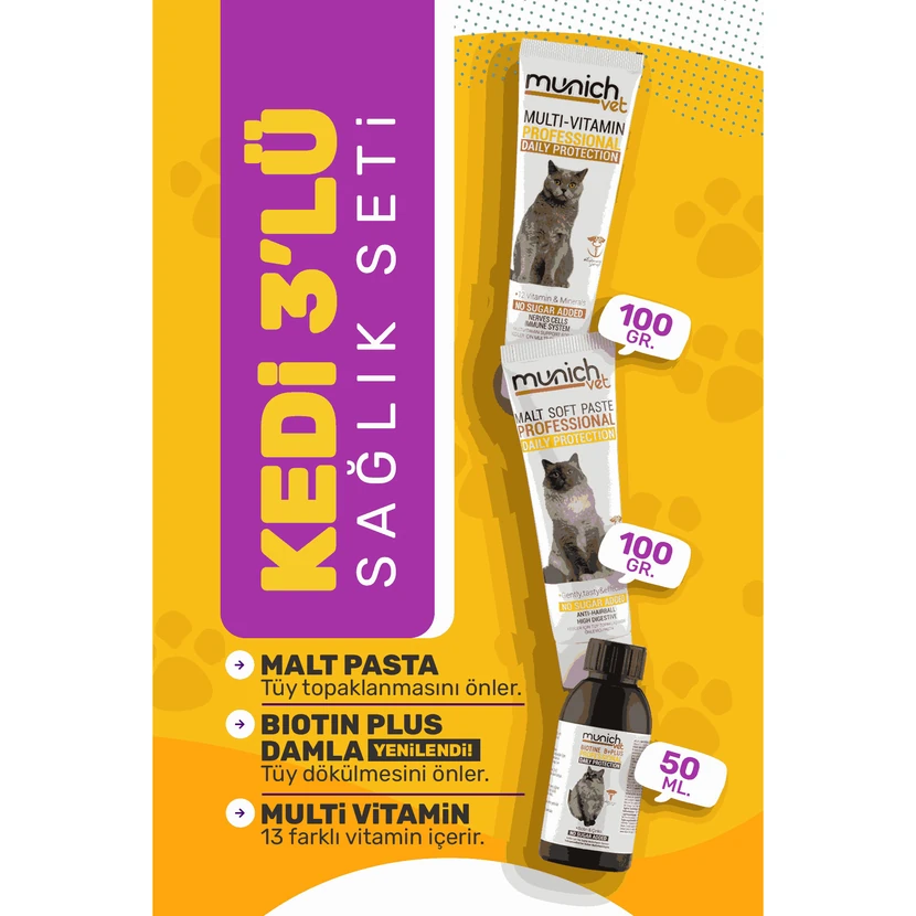 پک مراقبت گربه مونیخ وت قطره سلامت مو خمیر مالت خمیر مولتی‌ویتامین