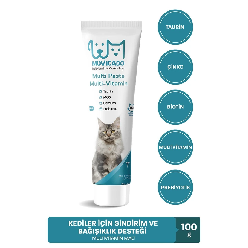 موویکادو خمیر مالت گربه تائورین و بیوتین ضد گلوله مویی 100 گرم