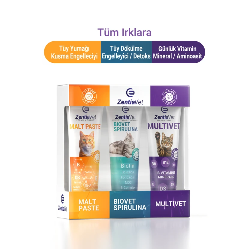 پاستای مالت گربه زنتیاوت مولتی‌ویتامین ضد ریزش و ضد استفراغ 3×100 گرم