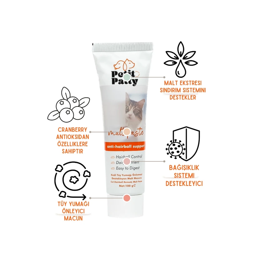 خمیر مالت گربه پتی‌پتی 100 گرم ضد گلوله مویی