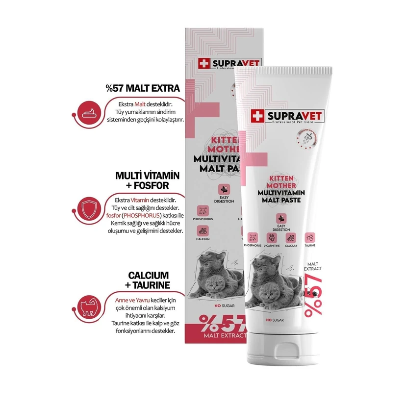 خمیر چندویتامینه گربه سوپراوت مخصوص گربه‌های باردار و بچه‌گربه‌ها 100 گرم