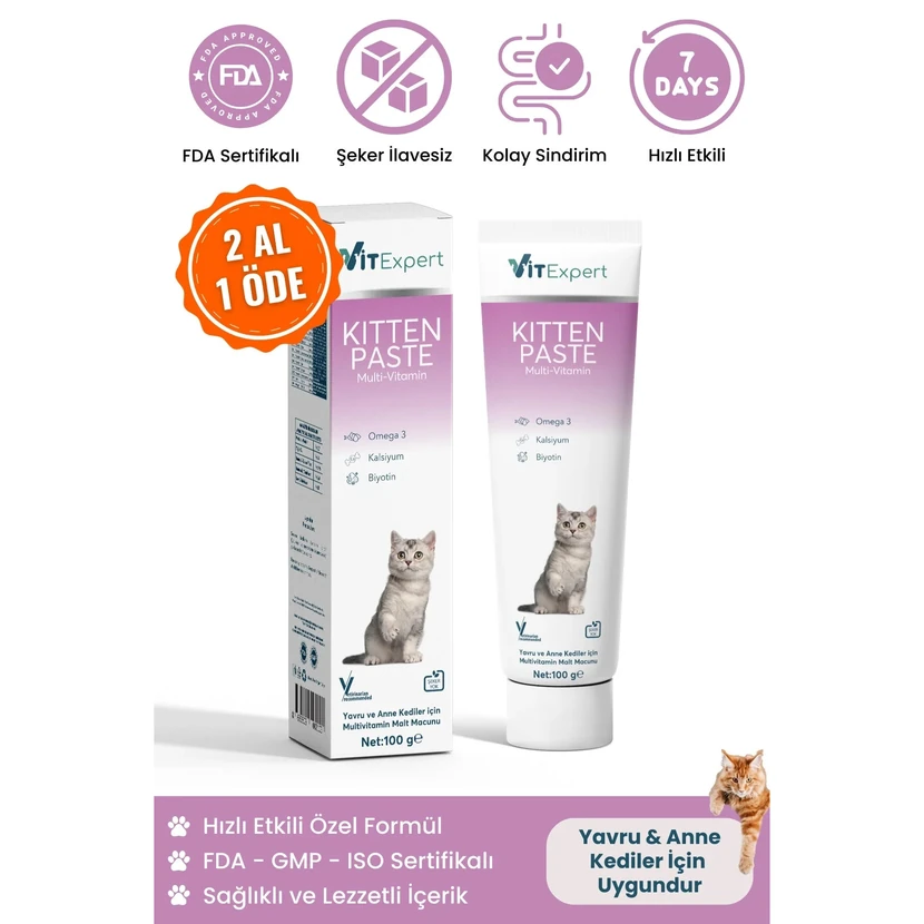خمیر مولتی‌ویتامین ویت‌اکسپرت ویژه بچه‌گربه‌ها 100 گرم