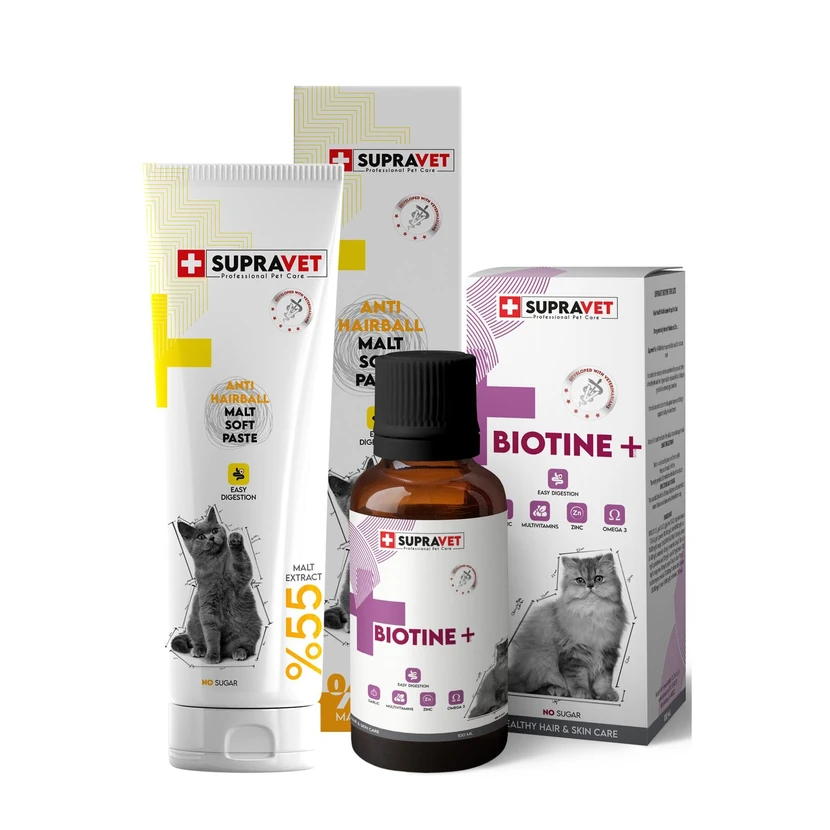 سوپراوت خمیر مالت گربه 100 گرم و قطره بیوتین ضد ریزش 100 میلی‌لیتر