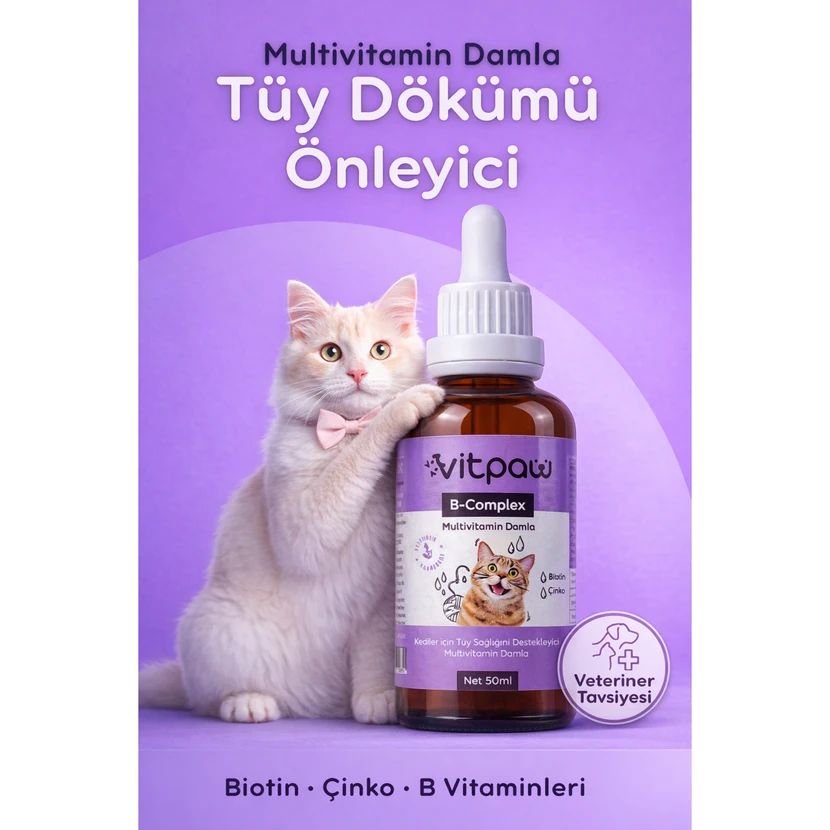 ویت پاو بی کمپلکس 50 میلی‌لیتر قطره تقویت‌کننده مو گربه