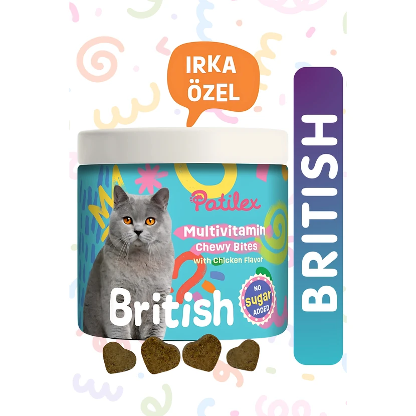 پاتیلکس تشویقی چندویتامینی ویژه گربه بریتیش کوتاه‌مو و بلند‌مو