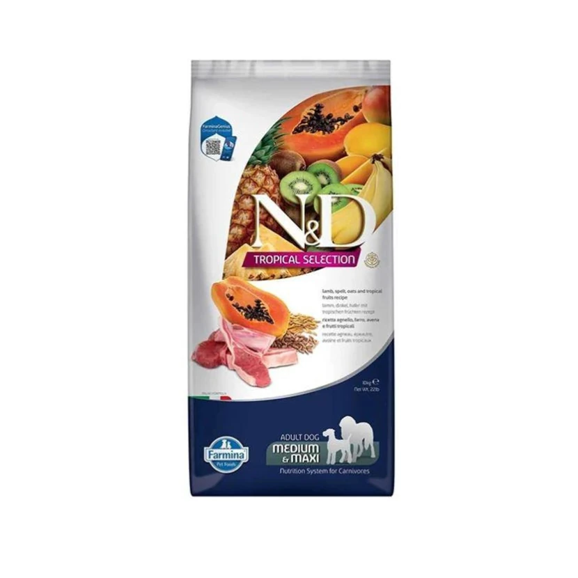 غذای خشک سگ ان‌دی ترپیکال سلیکشن با طعم بره نژاد متوسط و بزرگ 10 کیلوگرم