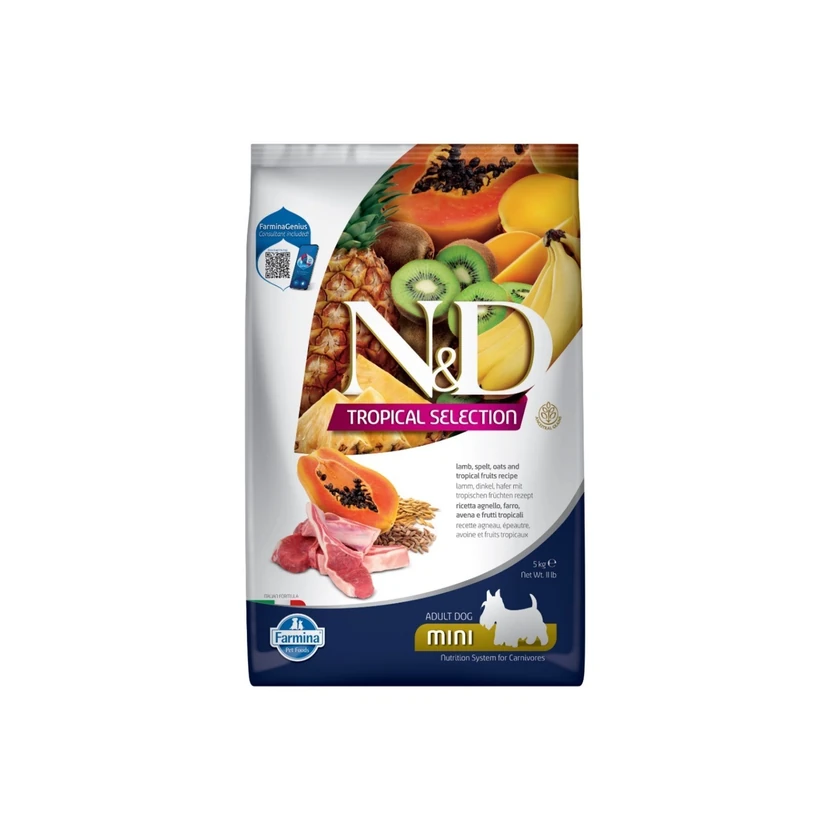 غذای خشک سگ بالغ ان‌دی تروپیکال سلکشن نژاد کوچک طعم بره 5 کیلوگرم