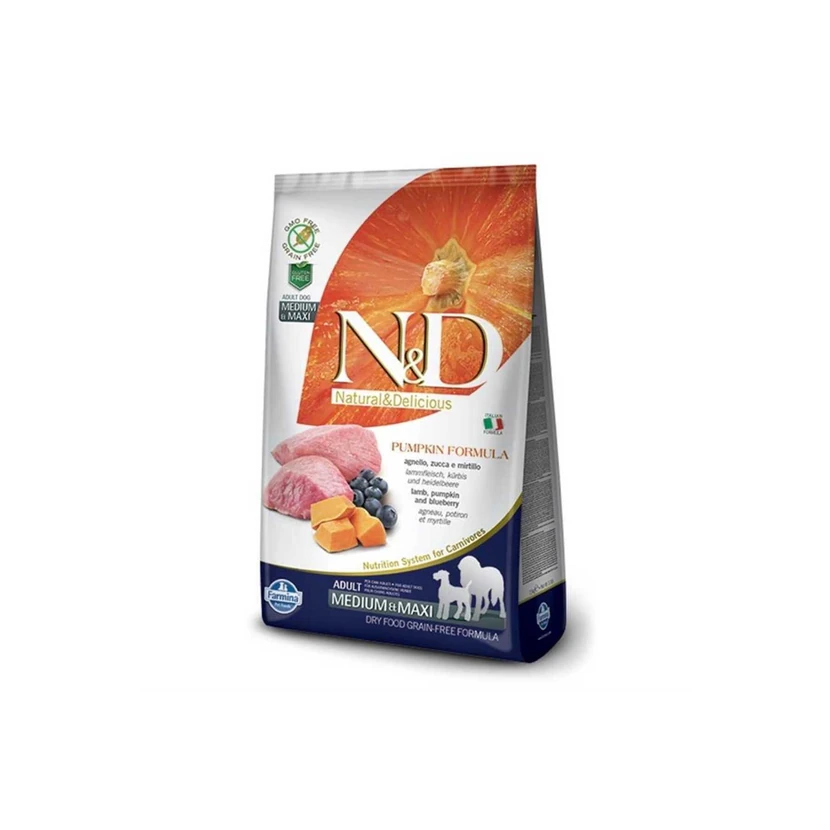 غذای خشک سگ بدون غلات ان‌دی کدو حلوایی و گوشت بره مناسب نژاد متوسط و بزرگ 12 کیلوگرم