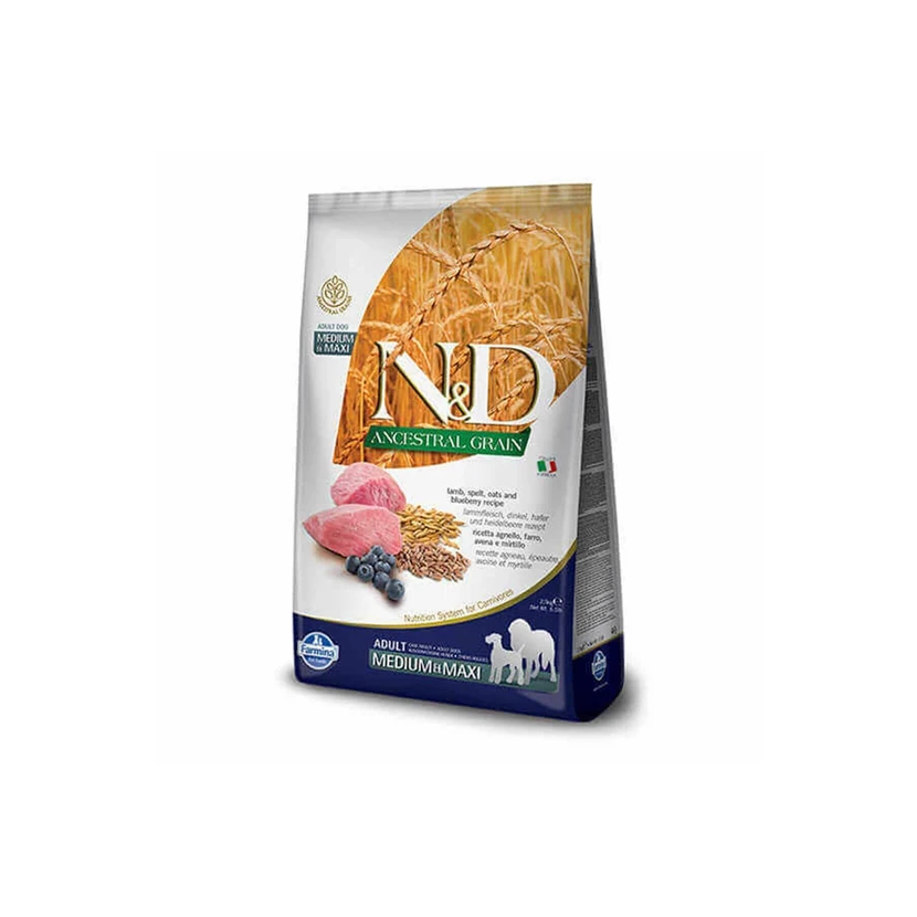 غذای خشک سگ بالغ ان‌دی کم‌غله با گوشت بره و زغال‌اخته 2.5 کیلوگرم