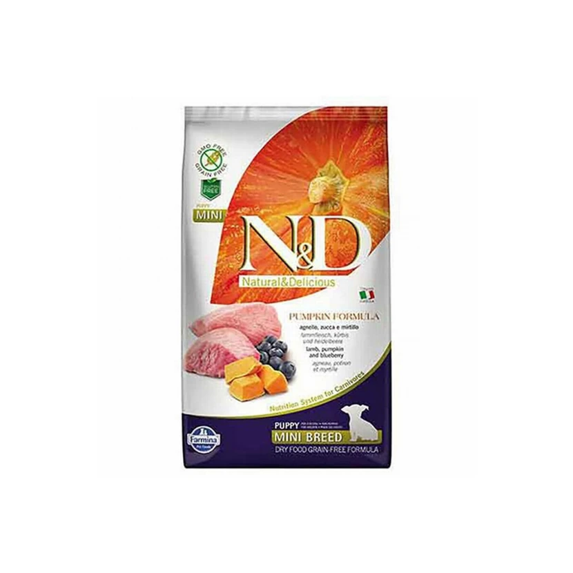 غذای خشک توله‌سگ ان‌دی نژاد کوچک با کدو، گوشت بره و زغال‌اخته 7 کیلوگرم