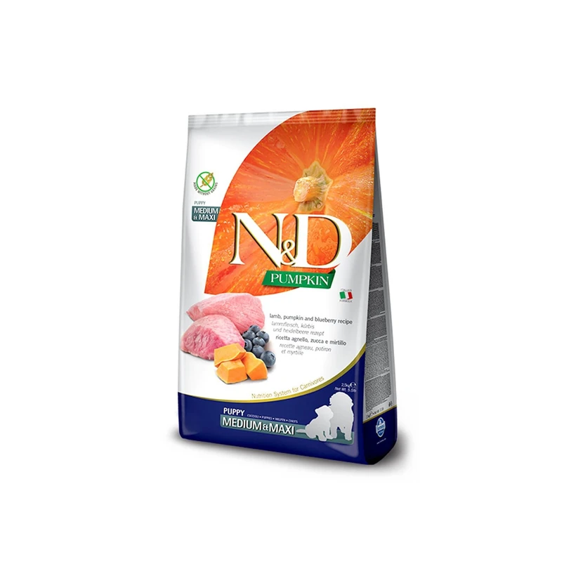 غذای خشک توله‌سگ طعم بره و کدوحلوایی مخصوص نژاد متوسط و بزرگ 12 کیلوگرم