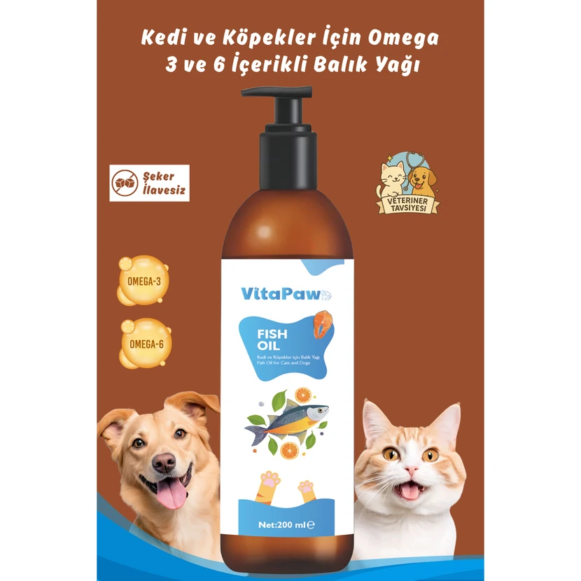 روغن ماهی ویتاپاو حاوی امگا 3 و امگا 6 برای سگ و گربه تقویت پوست، مو